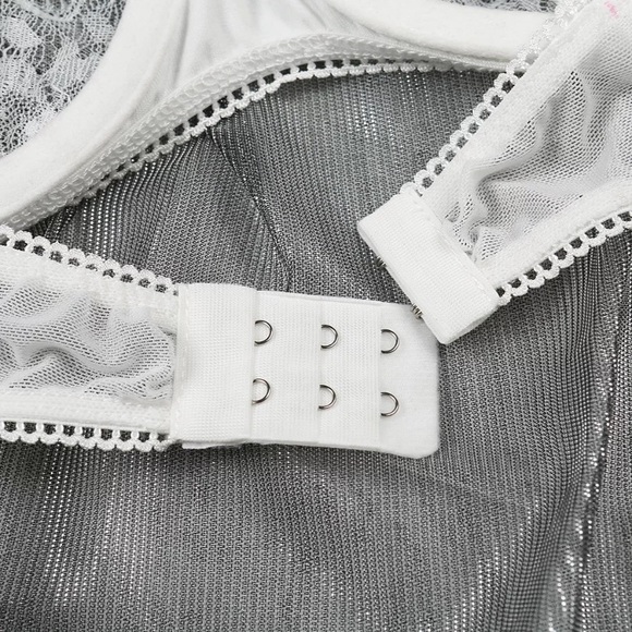 White Lace Floral Embroidered Lingerie Bra Set - Picture 12 of 16